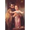 Icoon van Sint-Jozef en het Kindje Jezus staande op de werkbank