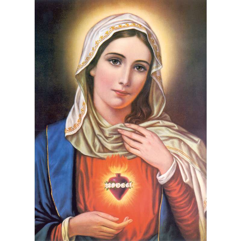 Icône du Coeur Immaculé de Marie avec une couronne de roses