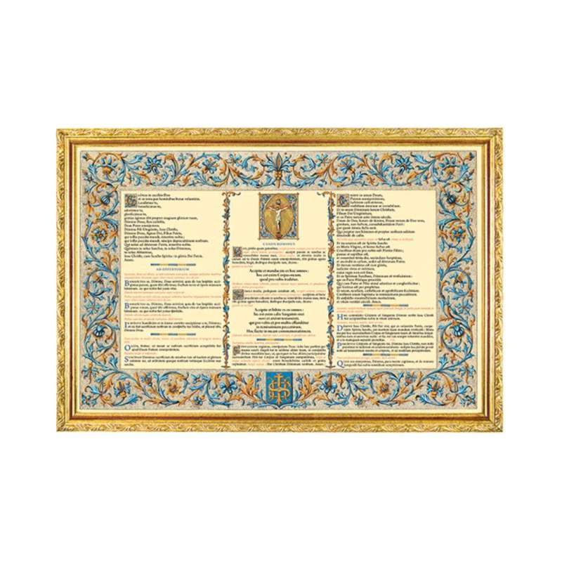 Canon d'autel Jean-Paul II Lazuli encadrement bois doré (Canon central)
