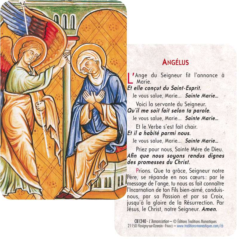cartes-prière de l'Annonciation (Recto-Verso)