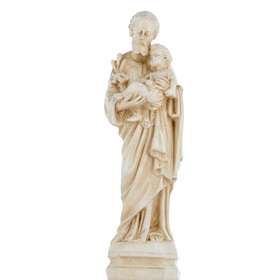 Statue de saint Joseph, ivoire patiné 15 cm (Vue de face)