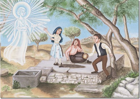 Apparition de l'Ange à Fatima aux trois enfants