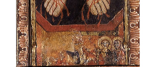 Crucifix de saint Damien :détail des coquillages