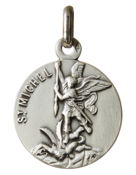 Médaille de saint Michel Archange en argent massif