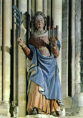 Sainte Cécile, statue de la cathédrale de Bayeux
