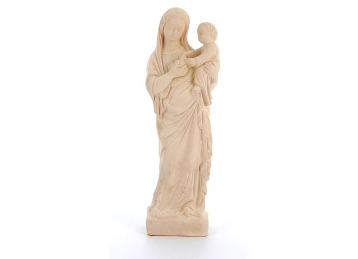 Statue Vierge à l'oiseau - ton pierre, 21 cm