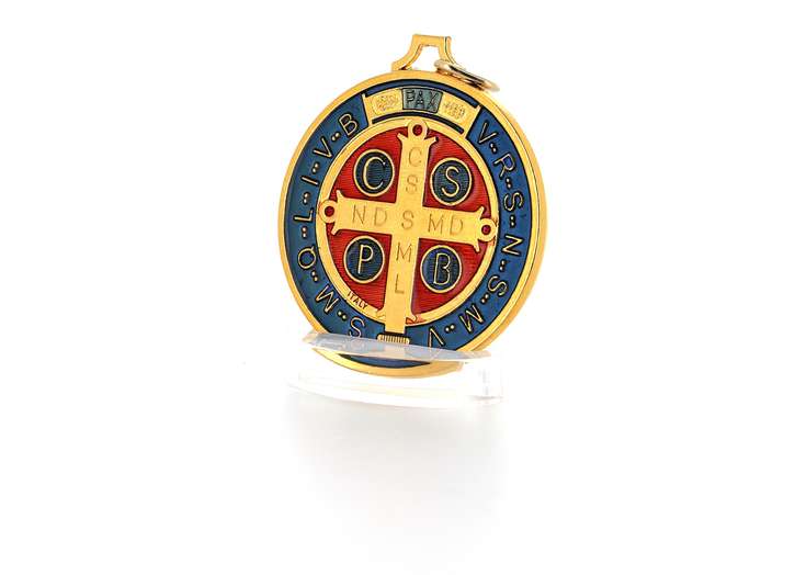 Médaille de saint Benoît émaillée de grande dimension, 50 mm