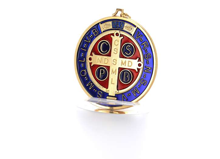 Geëmailleerde medaille van Sint-Benedictus, 80 mm