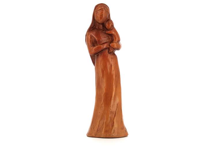 Standbeeld van de Maagd en Moeder, kind in haar armen. 20 cm