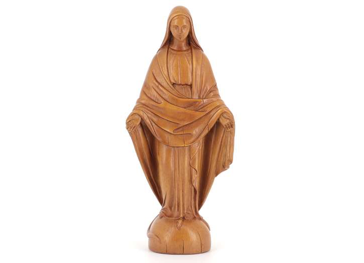 Statue of modern light wood miraculous Virgin, 22 cm