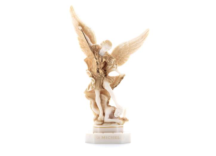 Estatua de San Miguel Arcángel - metal dorado, 22,5 cm