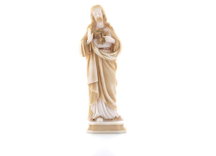 Statue of Sacred Heart decorated gold, 20 cm