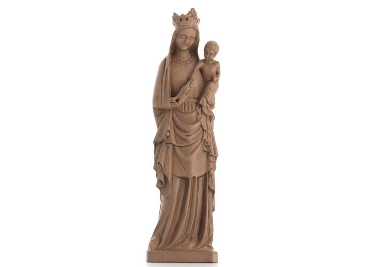 Statue de la Vierge à l'oiseau - ton bois, 16 cm