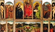 Le retable de l'Agneau mystique ouvert et le personnage royal