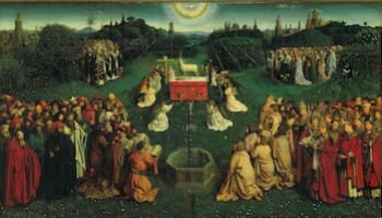 Le retable de l'Agneau Mystique et la fontaine